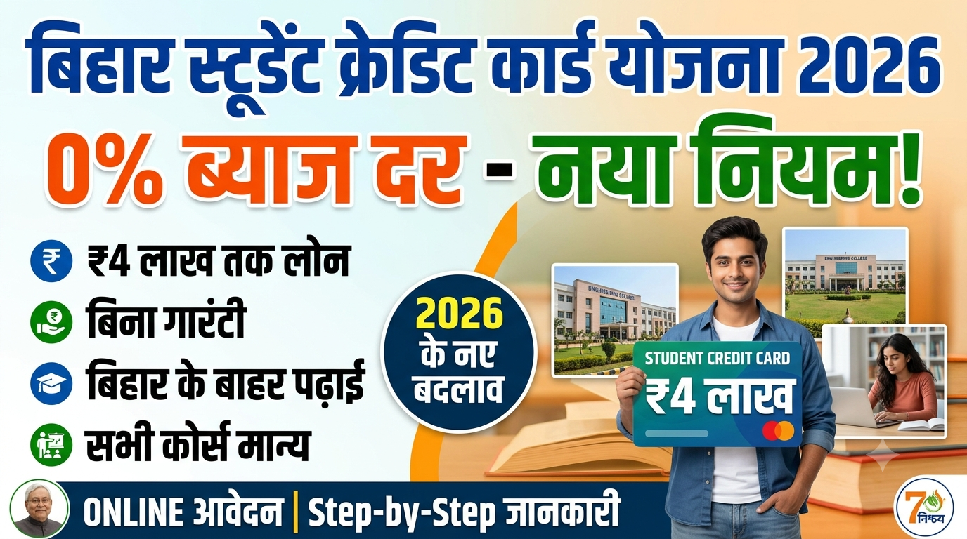 Bihar Student Credit Card Yojana 2026: ऑनलाइन आवेदन, पात्रता, ब्याज दर और कॉलेज लस्ट की पूरी जानकारी
